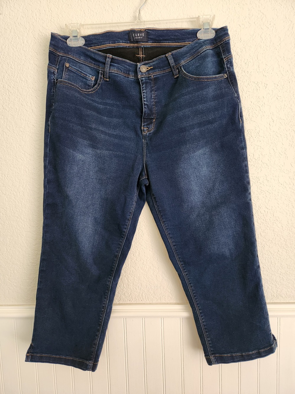 Curve Appeal Stretch Denim Capris Dark Wash Jeans 16/33